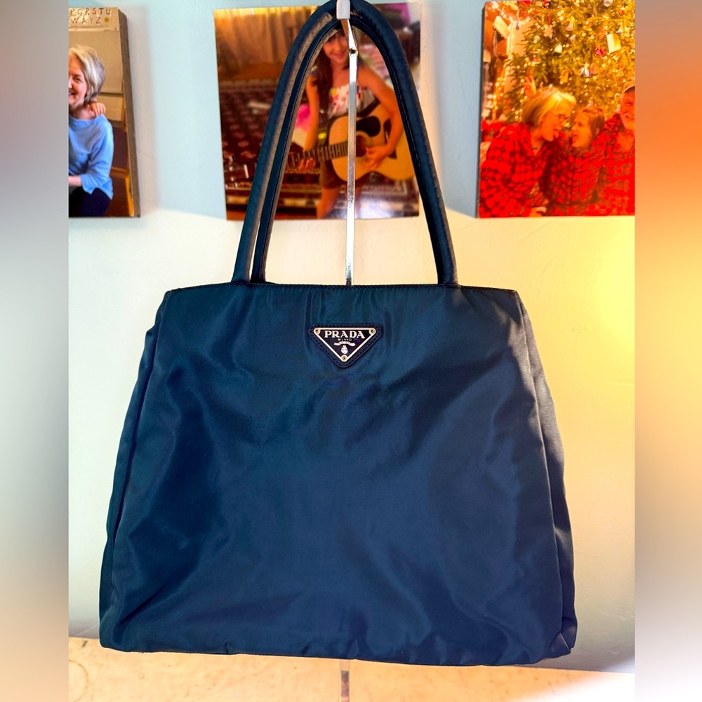 Prada Navy Blue nylon tessuto city bag